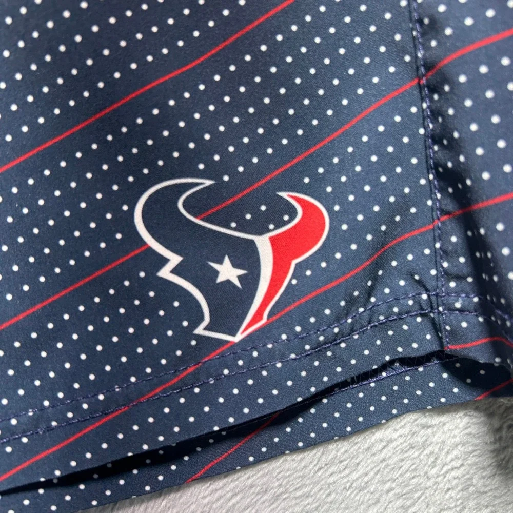 NFL Team Apparel Houston Texans Mens Navy Polka Dot Stripe Shorts Size 38